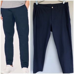 Men Lululemon ABC Commission Pants 33X27 Blue Slim Performance Stretch Warpstrem